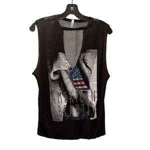 PINKBERRY - Black “American Beauty” Mesh Back Tank Top